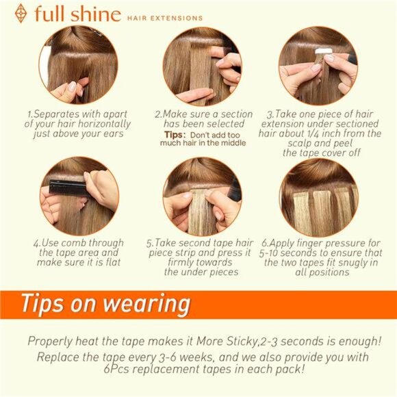Full Shine Invisible Tape in Hair Extensions Human Hair 18 Inch Tape ins Brown main image 6